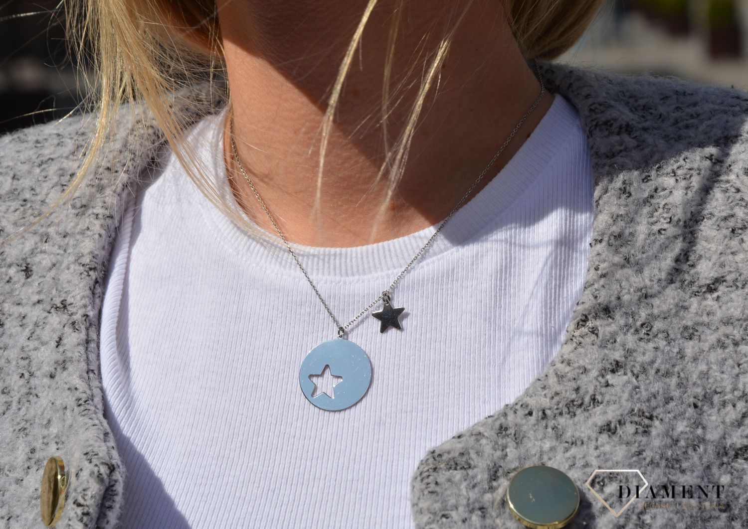 Naszyjnik srebrny gwiazdka w kółku Dall'Acqua ✓Srebrne Naszyjniki Damskie w Sklepie z Biżuterią zegarki-diament.pl.jpg